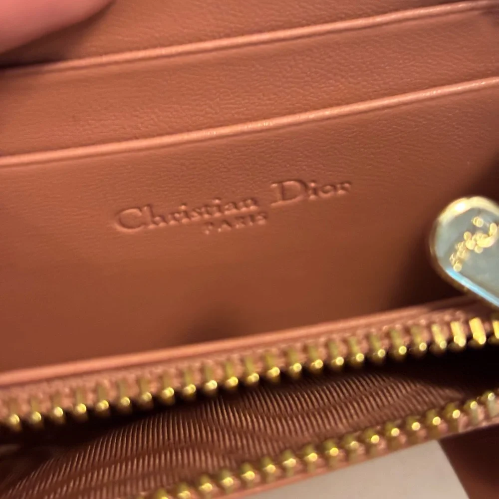 Dior Pink Cannage Quilted Compact Zippy Wallet W/ Charms & OG Tag RETAIL $640